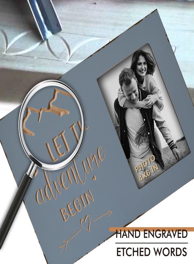 Buecasa Wedding Engagement Gifts for Couples, Women Bride to Be, Bride and Groom - Boyfriend Girlfriend Engraved Picture Frame 4x6 Inches - Let the Adventure Begin - Image 5